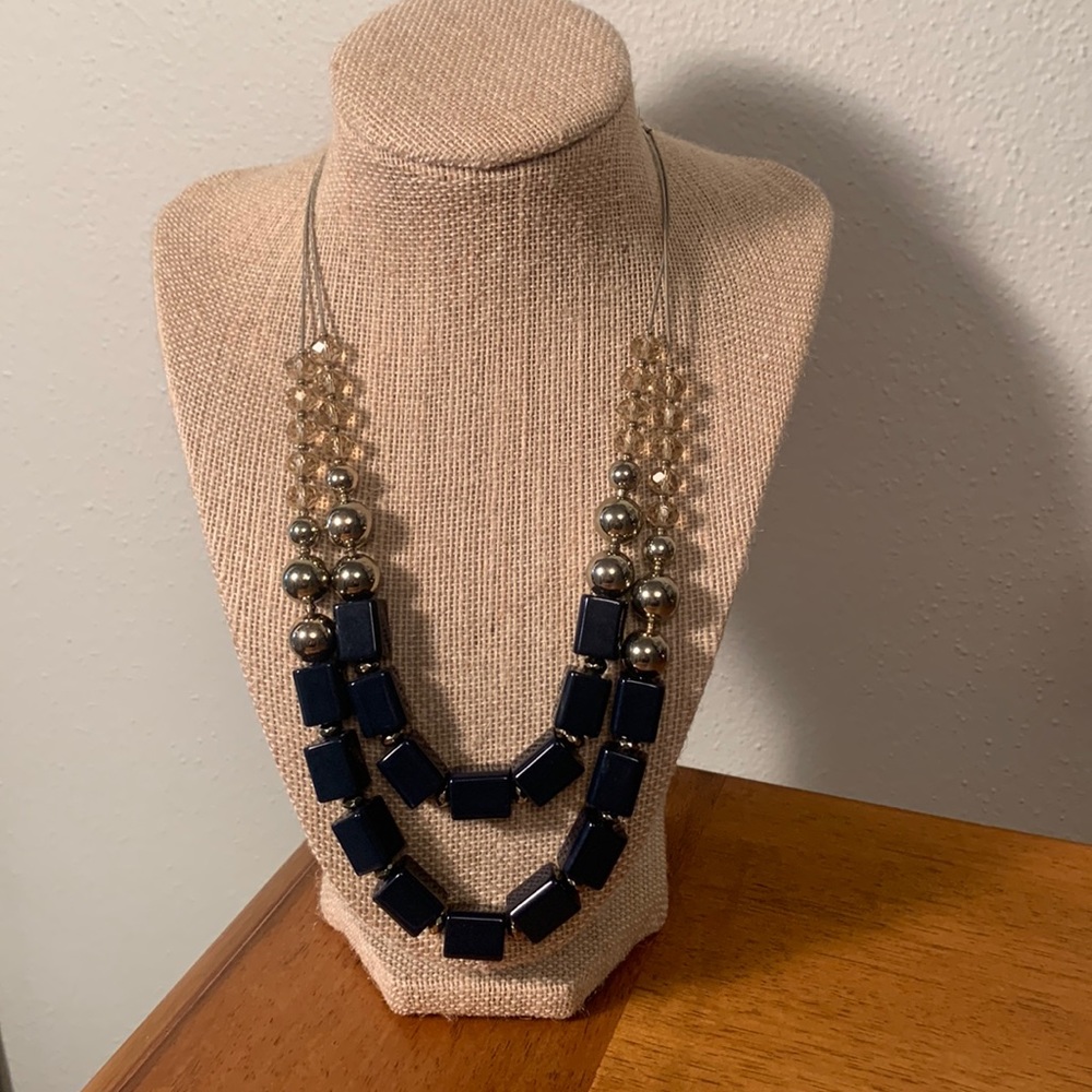 The Limited Silver Tone Beaded Necklace Double Strands